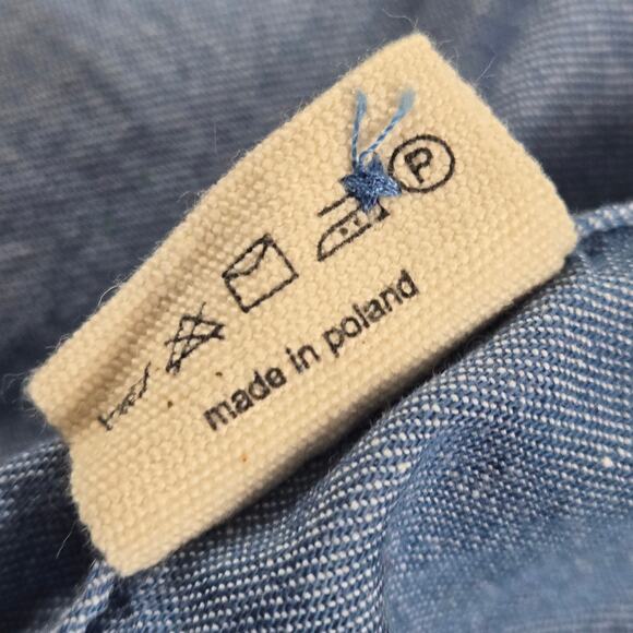 Folk Mens Button Up Shirt Blue Long Sleeve Elbow Patch NEW 6 XXL Business Casual - Picture 4 of 12